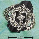 STERLING SILVER MARCASITE W/ FACETED ONYX POINT RING