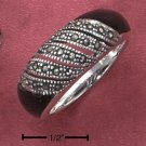 STERLING SILVER MARCASITE & GENUINE ONYX DOME RING
