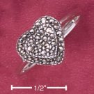 STERLING SILVER TIERED MARCASITE HEARTS RING