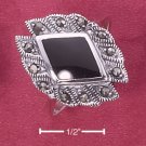 STERLING SILVER DIAMOND SHAPE GENUINE ONYX RING