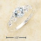 BLUE TOPAZ SOLITAIRE W/ TRIPLE SIDE WHITE TOPAZ BAND