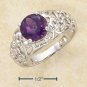 8MM ROUND AMETHYST STONE W/ OPEN SCROLL DOME BAND