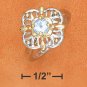 SILVER /GOLD 5MM ROUND BLUE TOPAZ FILIGREE RING
