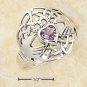 CLADDAGH RING WITH HEART SHAPED AMETHYST