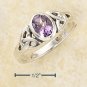 CELTIC TRINITY KNOT RING WITH OVAL AMETHYST