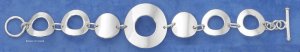STERLING SILVER 7.5" HIGH POLISH LARGE CURVED CIRCLES TOGGLE BRACELET