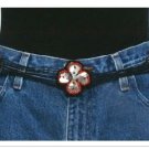 NEW Black Red Beads MOP Clover Shell String Belt M 27
