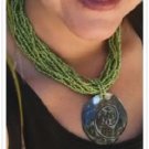 NEW Green Multi Strands Beads Spiral Cut Shell Necklace