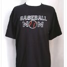 BASEBALL MOM Bling Rhinestones Black T-Shirt Top M