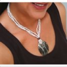 NEW White Strand Beads Carved Shell Pendant Necklace