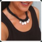 NEW Ethnic Tribal Black Strand Beads Sea Shell Necklace