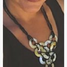 NEW Tribal Black Beads MOP Circle Disks Tier Necklace