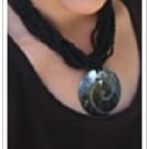 NEW Black Multi Strands Beads Spiral Cut Shell Necklace
