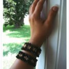 NEW Set Black Brown Elastic Wooden Disk Bracelets