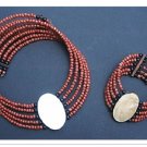 NEW Brown Beads MOP Disk Choker Necklace Bracelet Set