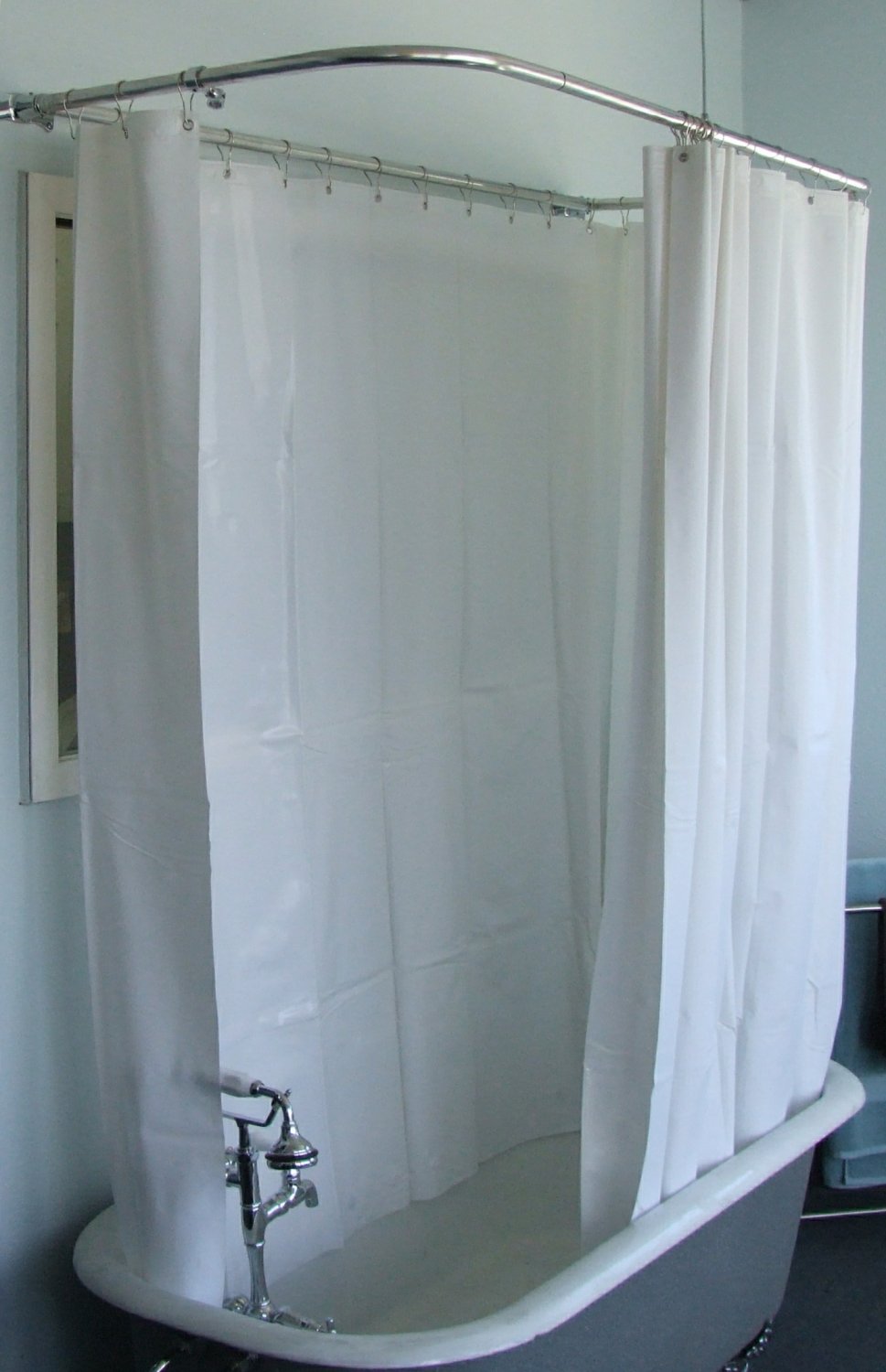 Extra Wide Shower Curtain For A Clawfoot Tub White Less Magnets