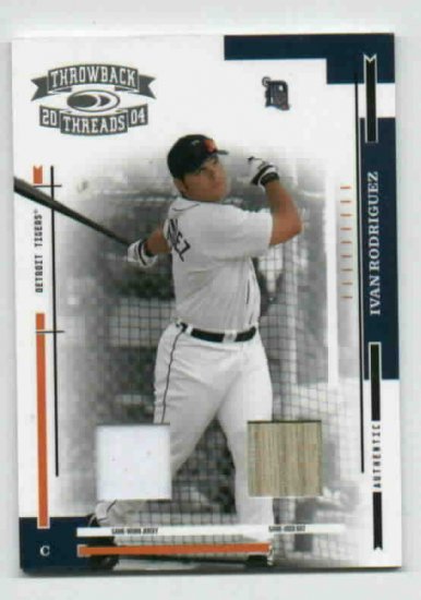 2004 Donruss Throwback Threads Ivan Rodriguez Jsy / Bat #d 43/50 Detroit Tigers