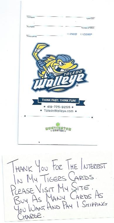 Toledo Walleye ECHL Ticket Envelope