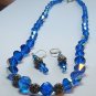 Cobolt Blue Crystal Glass Necklace Matching Earrings SO BEAUTIFUL