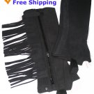 Suede Leather Half Chaps Large with Zipper Free Shipping