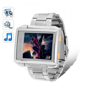 MP4 Player Watch; 4GB Waterproof, Steel Edition