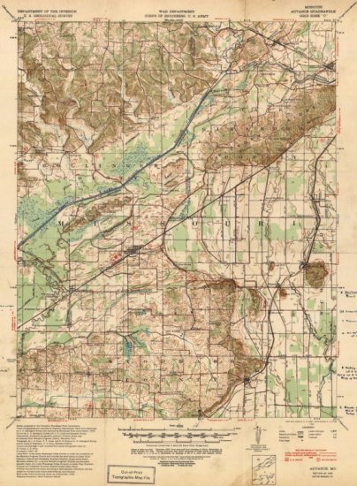 Advance 1939 Missouri Vintage Topo Map GPS Ready