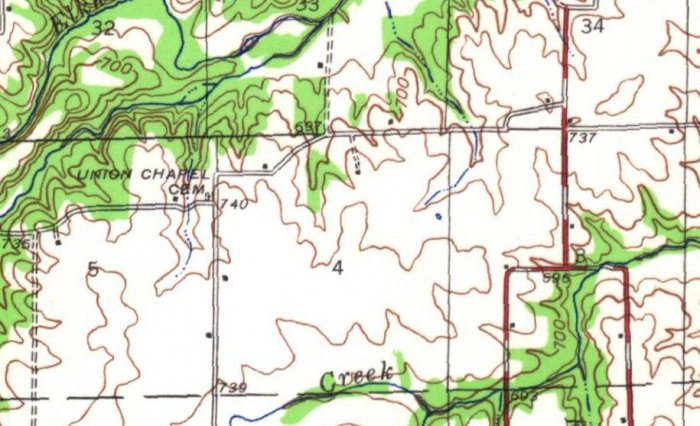 Bellflower 1942 Missouri vintage topo map GPS ready