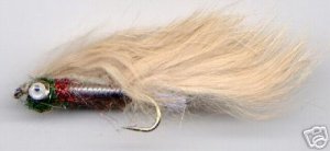 Ribbed Google Eyed Cream Bunny Streamer 12 Hook Size 2