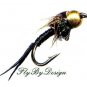Black Copper John Nymphs 12 Fly Fishing Flies - Size 20