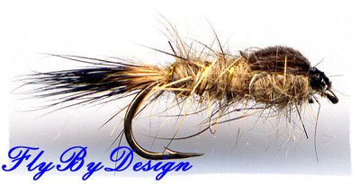 Gold Ribbed Hares Ear Nymph 12 - Size 20 Fishing Flies