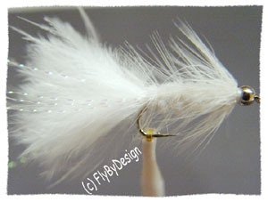 White Bead Crystal Woolly Bugger Flies - Twelve Size 6
