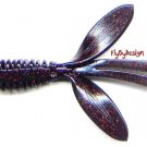 Yum 4.5" Black Neon Wooly Hawgtail Lures Salt 8/pack