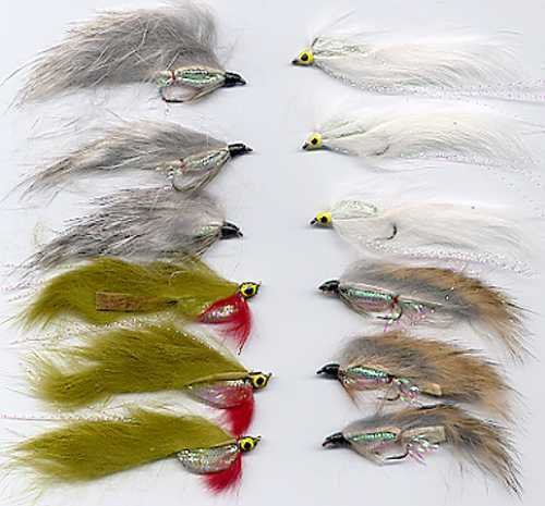 White Zonker Fly Fishing Flies - Twelve Hook Size 10