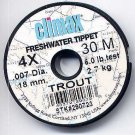 Climax TROUT 4x Monofilament FlyFishing Tippet Material