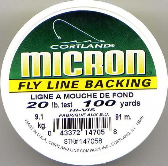 Cortland Micron Yellow Fly Line Backing - 20 LB 100 YDS