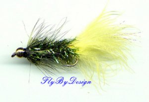 BH Yellow Olive Crystal Woolly Bugger - Twelve Size 14