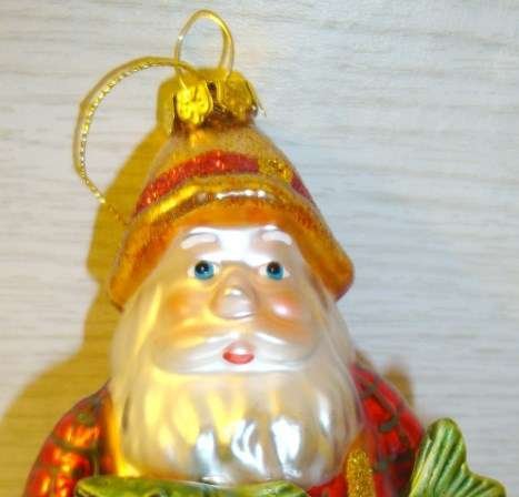 Colorful Fishing Santa Christmas Tree Ornament