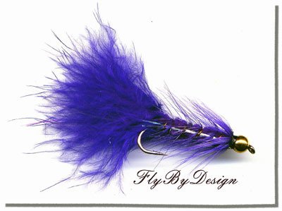 BH Purple Woolly Bugger Fishing Flies (12) Hook Size 12