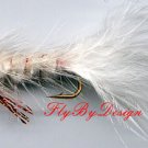 Red & White Woolly Bugger Fly - Twelve Size 16 Flies
