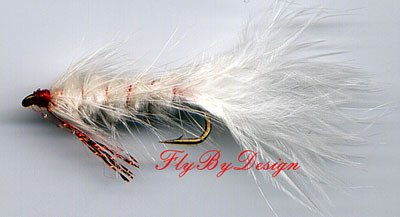 Red & White Woolly Bugger Fly - Twelve Size 10 Flies