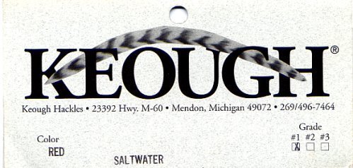KEOUGH RED Fly Tying GRADE #1 Cape SW Fishing Hackle