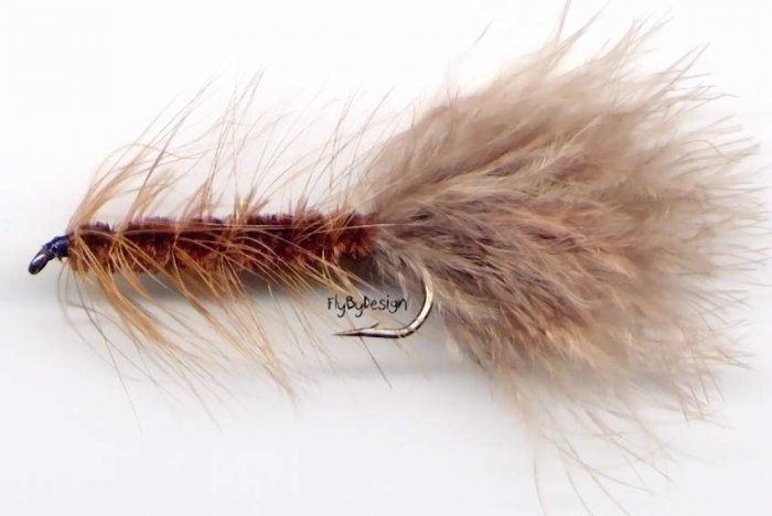 Brown Wooly Bugger Fly Fishing Fly One Hook # 6 Fly