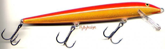 Rapala F-13 Gold Fluorescent Red Lure with PAPERS