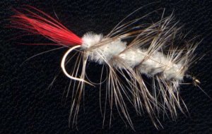 Grey Wooly Worm Fly Fishing Fly - One Hook Size 8 Fly