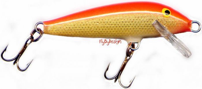 Rapala F07 Gold Fluorescent Red 2-3/4" Lure w/ papers