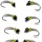 Olive Caddis Midge Larva Twelve Fly Fishing Flies #12