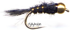 Bead Head Black Gold Ribbed Hares Ear Nymph  Twelve #18
