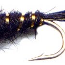 Black FB Gold Ribbed Hares Ear Nymph Fly Twelve Size 14