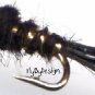 Black FB Gold Ribbed Hares Ear Nymph Fly Twelve Size 14