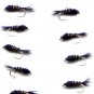 Black FB Gold Ribbed Hares Ear Nymph Fly Twelve Size 18